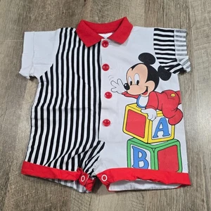 Vintage 1984 Disney Babies Mickey New Born To 6 Months Romper One Piece Buttons - Picture 1 of 5
