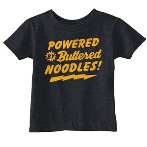 Toddler Funny T Shirts Powered By Butter Noodles Sarcastic Food Graphic Novelty - Picture 1 of 7