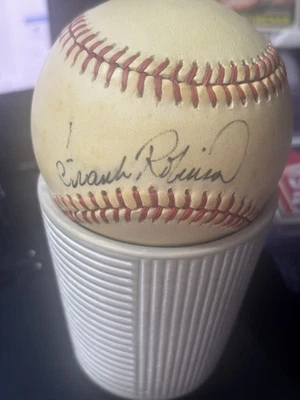 Frank Robinson Signed Baseball Reds Orioles ROY  2xMVP  WSMVP HOF 82 14X AS TC66 - Image 1 of 4