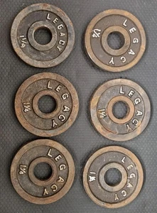 6x Legacy Gewichte 1,25 Pfund Standard Gusseisen Hantelscheiben 11/4 Pfund Gewichte (A) - Bild 1 von 12