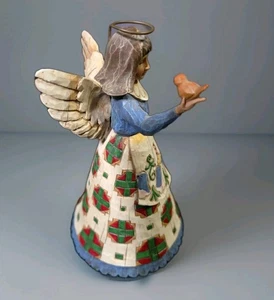 Jim Shore Heartwood Creek Angel Bird Cage Folk Art Design Enesco 2002 Blue Red - Picture 1 of 8
