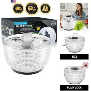 Large Salad Spinner Vegetable Washer Kitchen Gadgets 6.3 Qt White - Picture 1 of 11