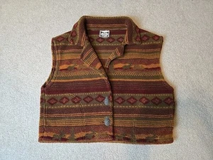 Women Large Fleece Aztec Navajo Print Simply Irresistible Metal Cone Buttons USA - Picture 1 of 12