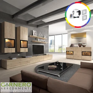 Parete attrezzata credenza 270X176cm rovere nero EMOTION GIHOME® - Foto 1 di 7