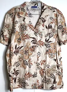 Camisa de campamento vintage Grandmacore marrón floral con botones para mujer grande Erika & Co - Imagen 1 de 2