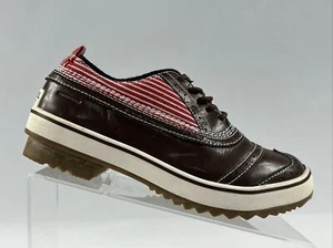 Sorel Tivoli Duck Boots Women's Sz 7 Waterproof Red Stripe Low Oxford Snow Rain - Picture 1 of 14