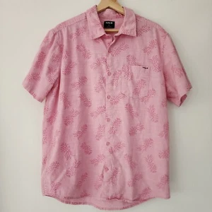 Hurley Rosa Floral Hawaiano Manga Corta Botón Delantero Camarón Hombre Talla L - Imagen 1 de 5