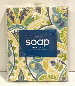 Soap Morales 100 % Baumwolle Stoff Duschvorhang 72"" x 72"" Neu - Bild 1 von 2
