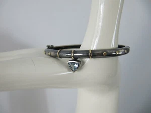 hermoso brazalete de aguamarina plata oro - Imagen 1 de 5