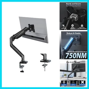 Ergonomic Single Arm Monitor Desk Mount for 13-34 Inch Screens with Gas Spring - Picture 1 of 10