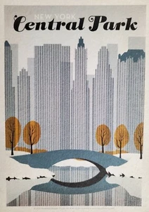 New York Central Park Early Snow Graphic Art Postcard - Picture 1 of 2