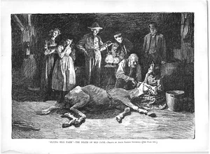 THE DEATH OF OLD JANE.VTG 1891 HARPER'S 11" x 8" GRAVURDRUCK - Bild 1 von 2