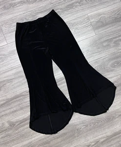John Mark Black Crop Jersey Knit Hi Low Pull On Trouser Pants Stretch Ruffle M - Picture 1 of 7