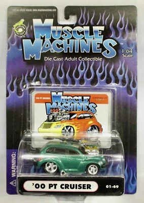 MUSCLE MACHINES DIECAST 1/64 '00 CHRYSLER PT CRUISER GREEN COMBINED SHIPPING - Image 1 of 2