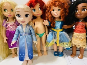 LOT OF 5 DISNEY ANIMATOR DOLLS 16" - ARIEL- ELSA-MERIDA- MOANA - Picture 1 of 12