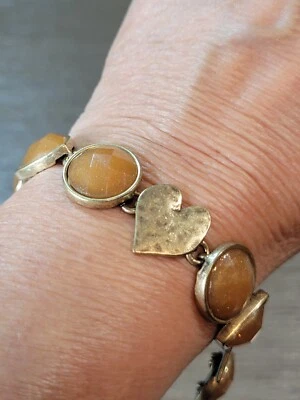 Lucky Brand Gold Tone Hearts Bracelets with Orange Glitter Accents - Image 1 of 4