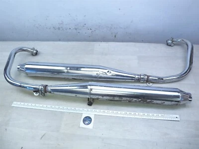 Yamaha XS650 1975 OHC eléctrico Y101) juego de tubos silenciadores cabezal escape izquierdo derecho Foto 1 de 4