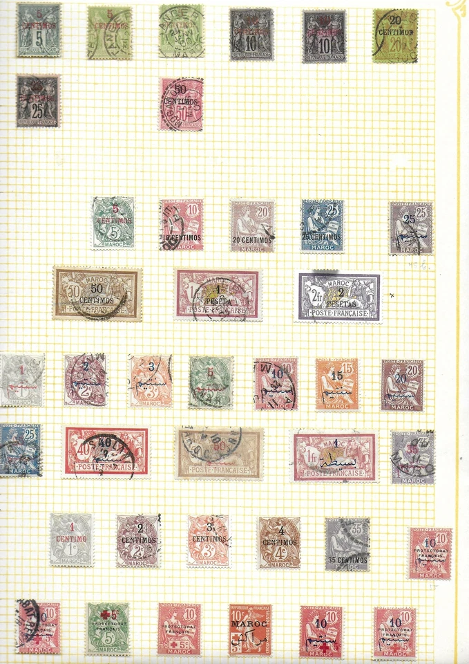 Sellos de Marruecos Francés 1891 Colección de 40 sellos CLÁSICOS VALOR CAT $480 Foto 1 de 1
