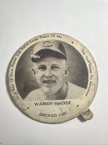 1953 Dixie Lid (Sealtest Ice Cream) Warren Hacker Chicago Cubs - Picture 1 of 2