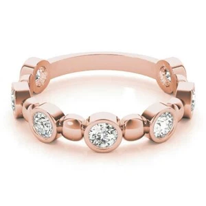 0.50 Ct Round Diamond Engagement Eternity Band 18K Solid Rose Gold Ring Size 7 - Picture 1 of 5
