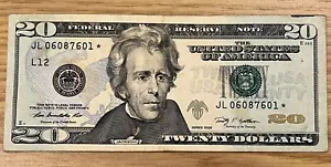 $20 Star Note 2009 Series A circulated ungraded San Francisco L # JL06087601* - Picture 1 of 3
