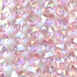 Pink AB Faceted Heart 10mm Electroplated Crystal Glass Q20 Beads per Pkg - Picture 1 of 2