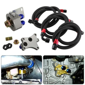 Oil Filter Sandwich Adapter + 1.4m 1.6m Hose Kit For Nissan S13 S14 L4 2.0L SL - Picture 1 of 9