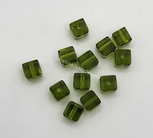 12pc Swarovski Crystal Olivine 4mm Faceted Cube 5601 Beads; Olive Green - Picture 1 of 1