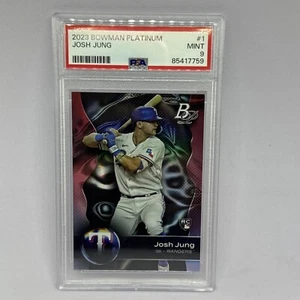 2023 Bowman Platinum #1 Josh Jung Rangers novato a radiocontrol PSA 9 como nuevo - Imagen 1 de 2