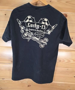 VTG Lucky 13 Garage T Shirt Men Large Dragstrip Speed & Terror Rockabilly Y2K - Picture 1 of 12