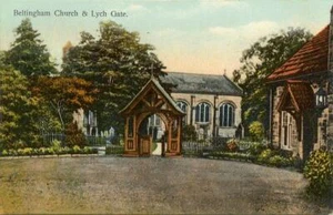 GEDRUCKTE POSTKARTE DER BELTINGHAM CHURCH, (IN DER NÄHE VON BARDON MILL), NORTHUMBERLAND - Bild 1 von 2