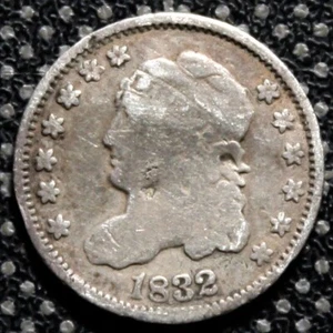 1832 Capped Bust Liberty Silber Half Dime 5c Münze BESSERES DATUM - Bild 1 von 3