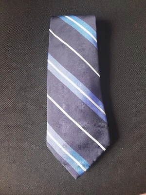 Ralph Loren Polo tie dark blue and light blue with white stripes - Image 1 of 3