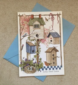 Home Tweet Home Birdhouses Birthday Greeting Card Sandi Gore Evans Vintage - Picture 1 of 4