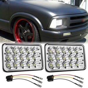 2PC 4x6'' LED Headlights Hi Lo Beam for Chevy S10 Blazer Camaro + 3Pin Adapters - Picture 1 of 12