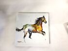 Dean Crouser Watercolor Running Horse 7 Inch Square Snack Plate Big Sky Carvers 