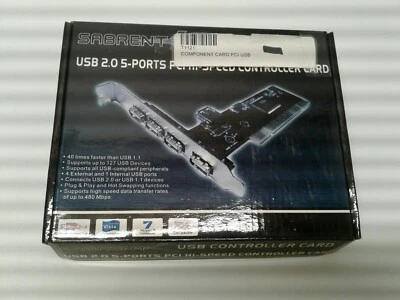 NEW Sabrent SBT-ALI5Y 5-Port USB 2.0 PCI Card Adapter Expansion Card (SBT-ALI5Y) - Image 1 of 2