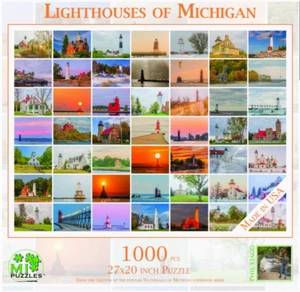 EINMAL FUNKTIONIERTE - Leuchttürme von Michigan 1000 Teile Puzzle - Phil Stagg - 27 x 20 - Bild 1 von 4