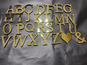 Mirror Acrylic Letters Gold 3d Modern Self-adhesive Wall Mount Small Home Decor - Picture 1 of 52