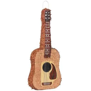 Brown Acoustic Guitar Pinata Pinyata Pinyarta Musical Birthday Party Game 72cm - Picture 1 of 1
