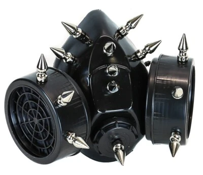1" Silver  Spike Steampunk Gas Mask Cosplay Spikes Respirator Costume Party - Image 1 of 4