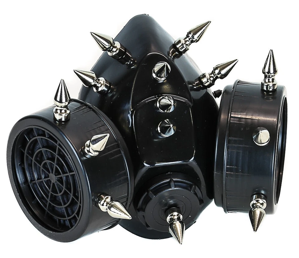 1" Silver  Spike Steampunk Gas Mask Cosplay Spikes Respirator Costume Party - Image 1 of 4