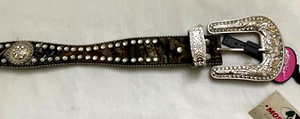 Mossy Oak Blazin Roxx Western Belt Womens Sz L 47 In  Rhinestones Crystals NWT - Picture 1 of 16