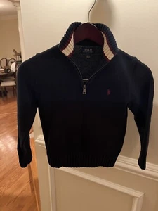 POLO by Ralph Lauren Half Zip Sweater~Navy With red Pony Size-6 - Picture 1 of 5