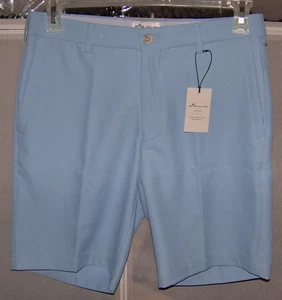 NEW $100 PETER MILLAR Polyester Performance Chino Golf Shorts Size 30 Light Blue - Picture 1 of 4