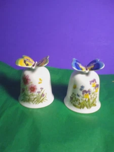 Paar Vintage Schmetterlingsglocken Keramik Porzellan mit Pflügern EUC! - Bild 1 von 4