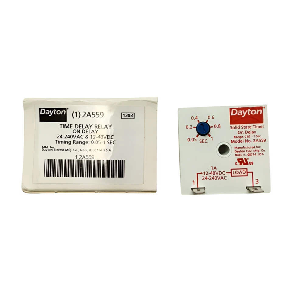 Dayton 2A559 Encapsulated Timer Relay 1a Solid State
