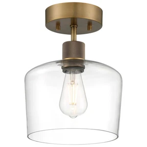 Access Lighting 63147LEDDLP/CLR Port Nine 9"W LED Semi-Flush - Antique Brushed - Picture 1 of 12