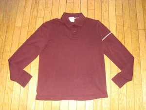 MONCLER MENS LONGSLEEVES BURGUNDY PIQUE POLO SHIRT SIZE MEDIUM AS IS! - Picture 1 of 13