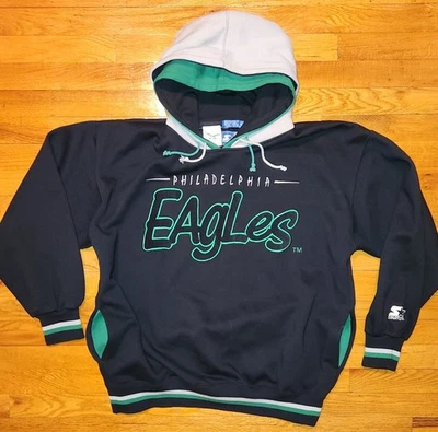 *RARO* Moletom Masculino Vintage STARTER Philadelphia EAGLES Capuz Duplo Roteiro GG - Imagem 1 de 4